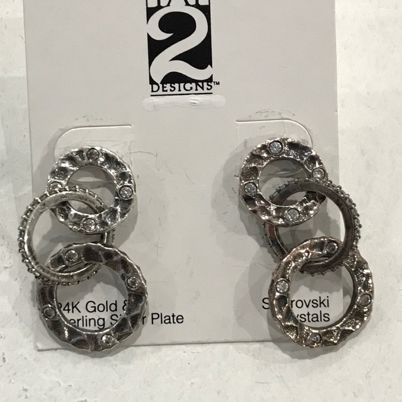 VINTAGE SILVER VOLTA CRYSTAL EARRINGS - Picture 1 of 1